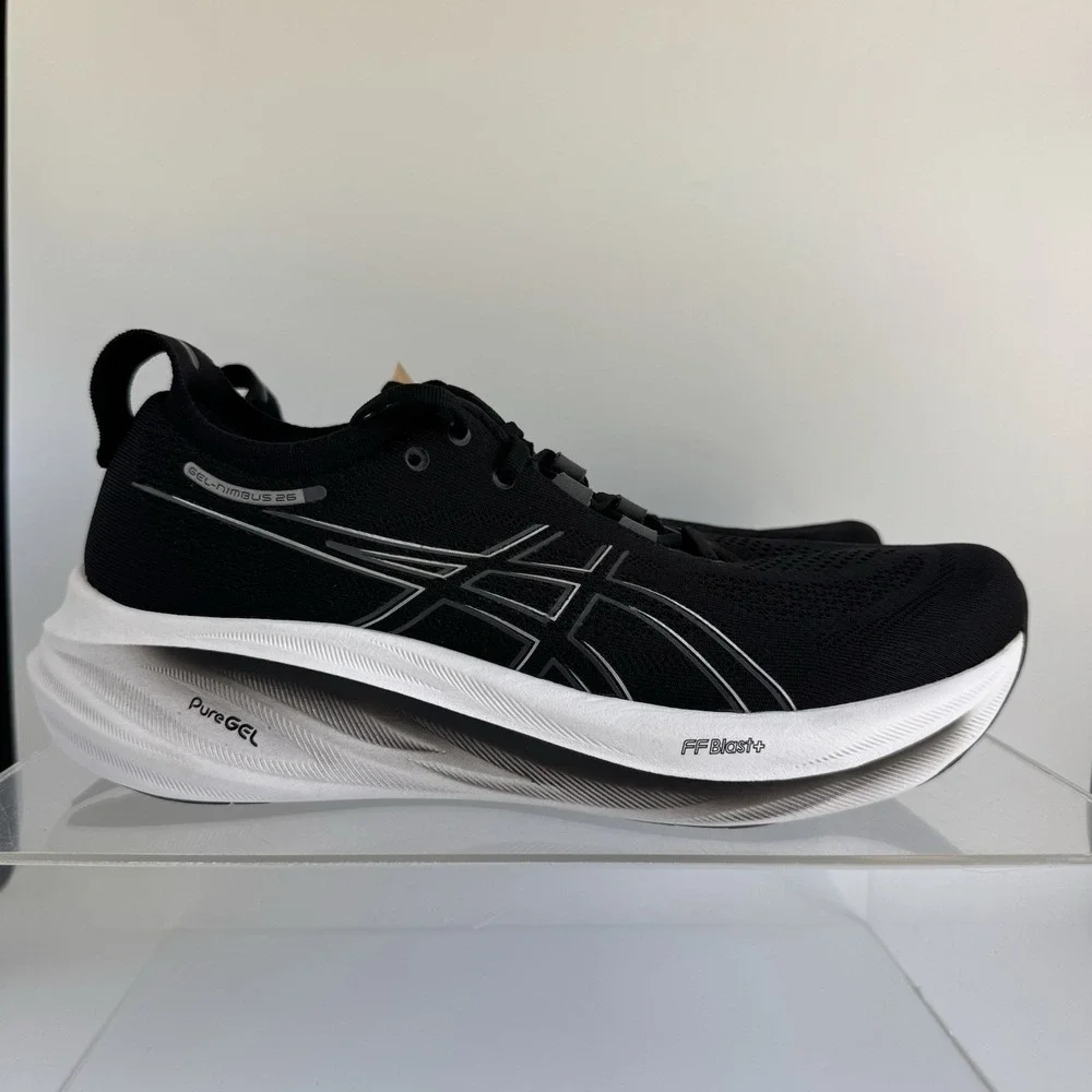 Brand New Asics Gel Nimbus 26 Black Running 1012B601 Women's Size 11 / Men 9.5